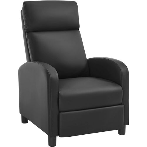 Fauteuil Relax Rembourrée, Canapé 1 Place, Dossier Et Repose-Pieds Réglables, Appui-tête, Pu, Noir