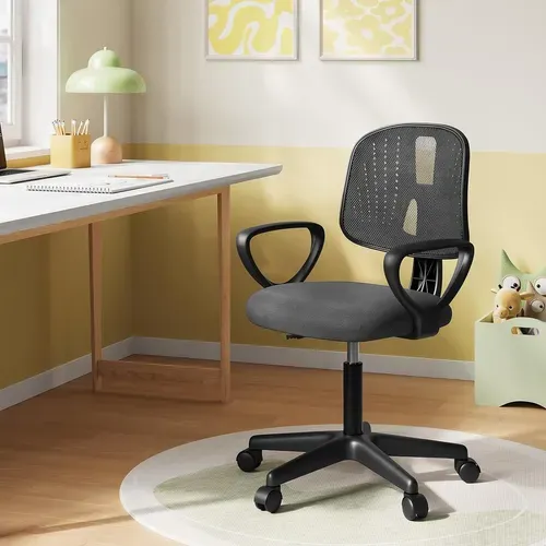 Chaise Bureau Enfant, Fauteuil Bureau Enfant, En Maille Respirante, Dossier Réglable, Gris