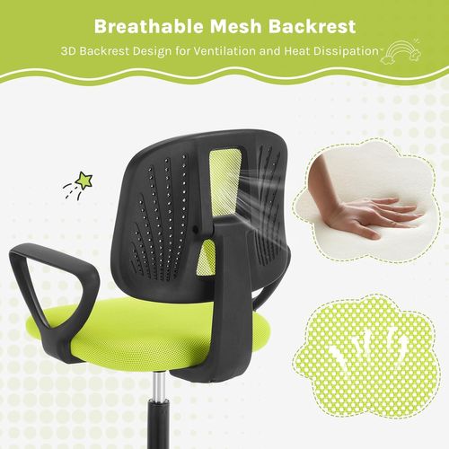 Chaise Bureau Enfant, Fauteuil Bureau Enfant, En Maille Respirante, Dossier Réglable, Vert