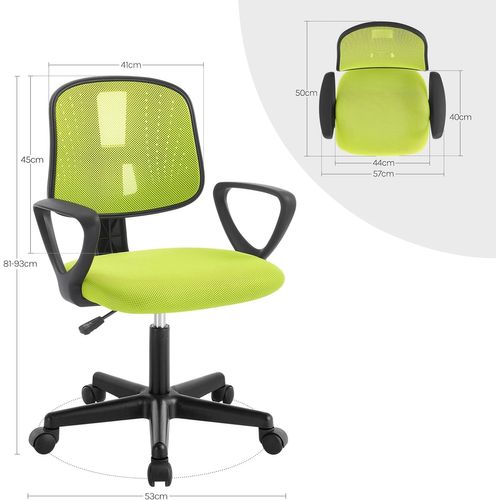 Chaise Bureau Enfant, Fauteuil Bureau Enfant, En Maille Respirante, Dossier Réglable, Vert