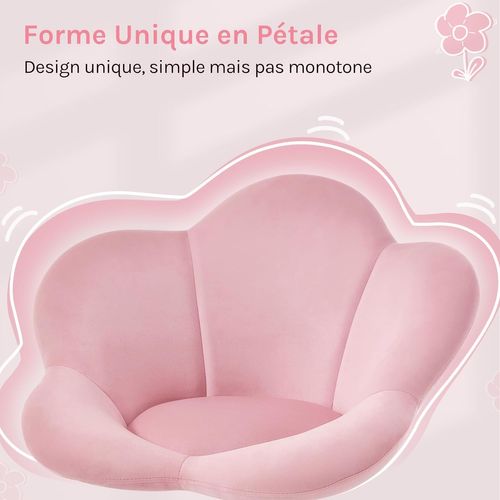 Chaise Bureau Enfant, Chaise Pivotante En Velours, Ergonomique Hauteur Réglable, Rose Clair