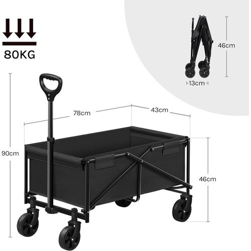Chariot à Roulettes Pliable WOLTU - Chariot Jardin Poignée Réglable Avec Freins, Tout Terrain Pour Courses Plage Camping