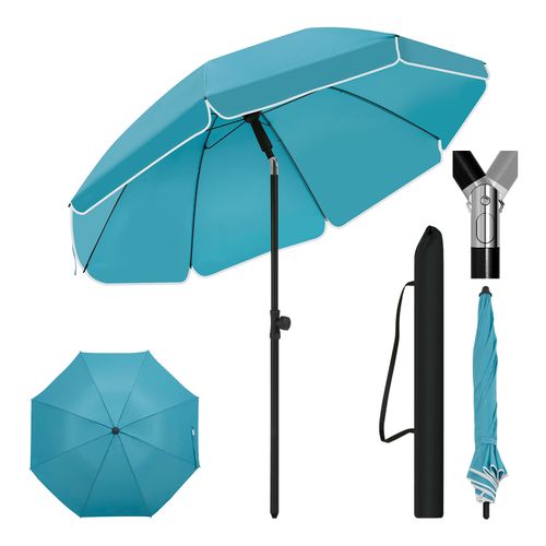 Parasol Jardin 155 Cm Inclinaison Réglable - Anti-uv - Sac Inclus - Bleu