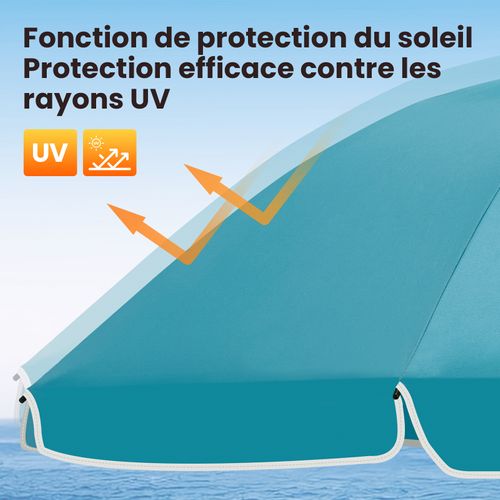 Parasol Jardin 155 Cm Inclinaison Réglable - Anti-uv - Sac Inclus - Bleu