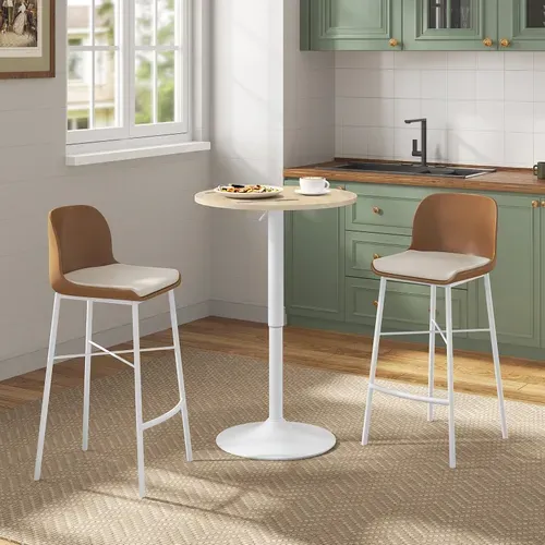 Table Bar Ronde, Table Haute Mange Debout Avec Plateau Pivotante, Base En Acier, Hauteur Réglable