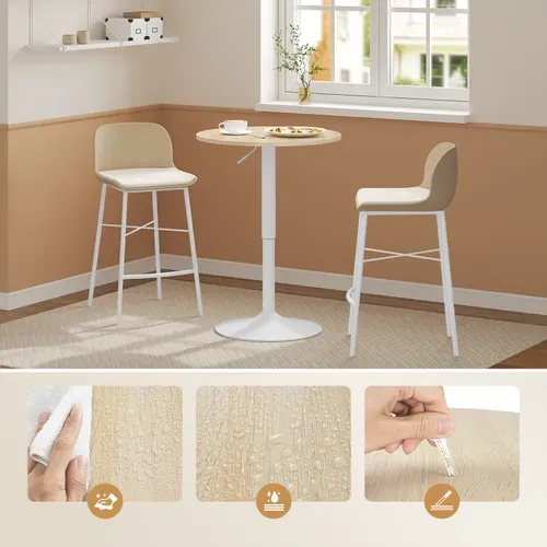 Table Bar Ronde, Table Haute Mange Debout Avec Plateau Pivotante, Base En Acier, Hauteur Réglable