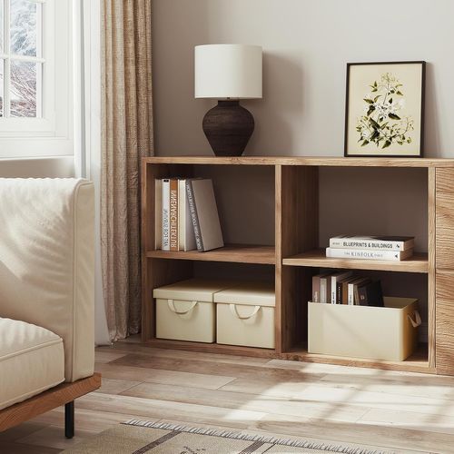 Boîte De Rangement Avec Couvercle Amovible,pliable,coffre En Tissu,avec Poignée,crème,48x29x20cm