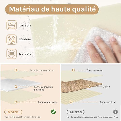 Boîte De Rangement Avec Couvercle Amovible,pliable,coffre En Tissu,avec Poignée,crème,48x29x20cm