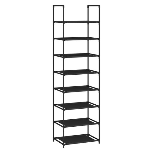 Étagère Chaussures, à 8 Niveaux, Rangement Chaussures, Étroit, Cadre En Métal, 41x28x140cm, Noir