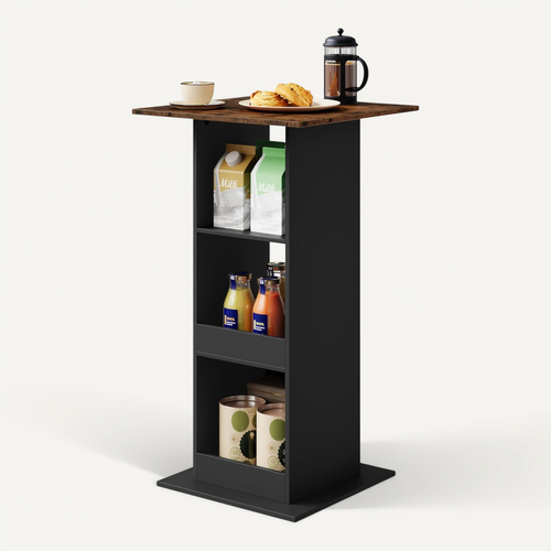 WOLTU Table De Bar Carrée Avec 3 Étagères - Meuble Multifonction Blanc 60x60x112cm