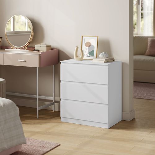 Commode, Meuble Tiroir Rangement,avec 3 Tiroirs,chiffonnier Blanc,en Bois D’ingénierie,60x40x70 Cm