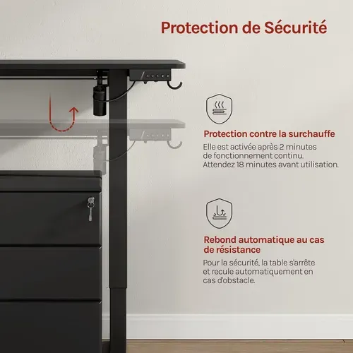 Bureau Assis Debout électrique, Réglable En Hauteur, 120x60x118 Cm, 3 Positions Mémoire, Noir