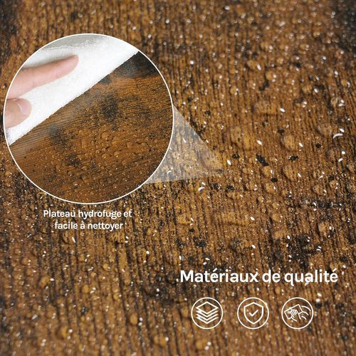 Table De Bar, 1 Tiroir Et 3 Compartiments Ouverts, En Bois D'ingénierie, Rustique+Noir,100x50x100cm