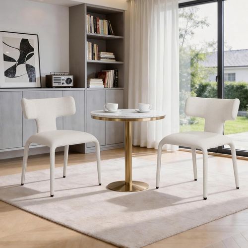 6x Chaise De Salle à Manger Avec Structure En Métal,Siège Et Dossier Rembourrés,En Lin Coloré,Beige
