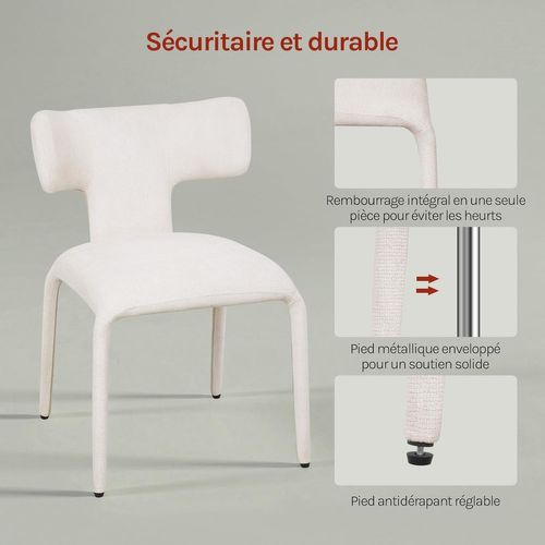 6x Chaise De Salle à Manger Avec Structure En Métal,Siège Et Dossier Rembourrés,En Lin Coloré,Beige