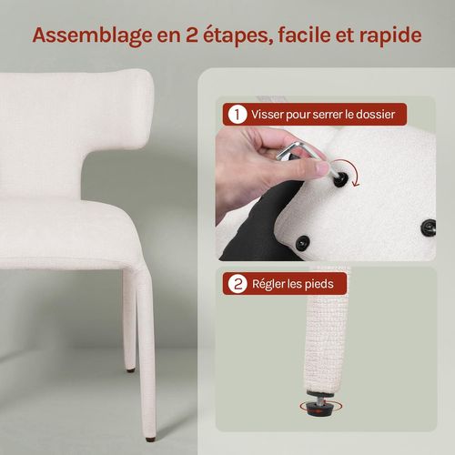 6x Chaise De Salle à Manger Avec Structure En Métal,Siège Et Dossier Rembourrés,En Lin Coloré,Beige