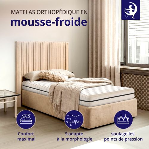 Matelas 100x190 Cm - Epaisseur 15 Cm - 7 Zones De Confort - Réversible - Fabriqué En Allemagne