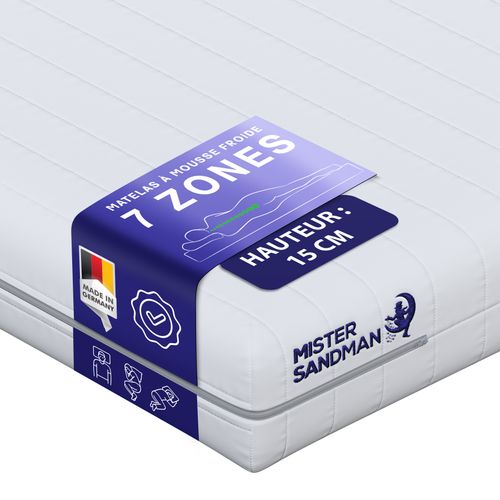 Matelas 200x200 Cm - Epaisseur 15 Cm - 7 Zones De Confort - Réversible - Fabriqué En Allemagne