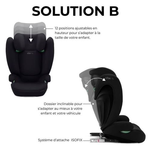 Solution B I-fix Siège Auto Isofix Groupe 2/3 - 100–150 Cm, I‑size