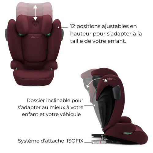 Solution B3 I-fix - Siège Auto Isofix Groupe 2/3, R129/03, Repose-tête 12 Pos