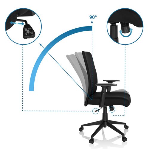 Chaise De Bureau Cosio I Tissu Noir Accoudoirs Compris