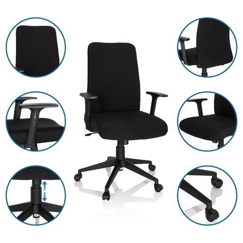 Chaise De Bureau Cosio I Tissu Noir Accoudoirs Compris