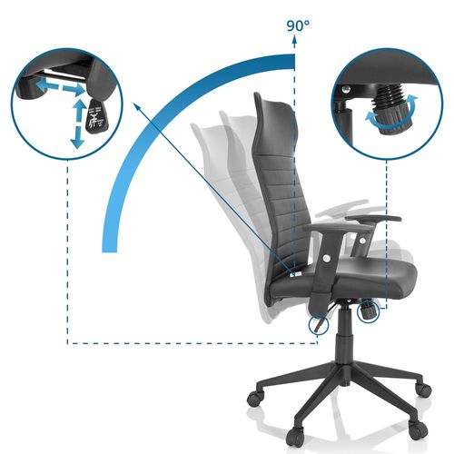 Chaise De Bureau Arton 30 Simili Noir Avec Accoudoirs (réglables En Hauteur)