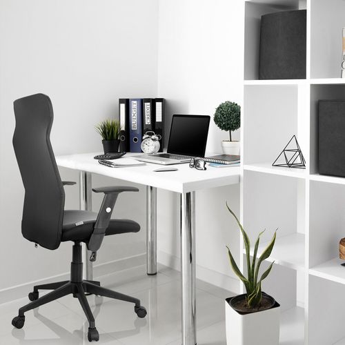 Chaise De Bureau Arton 30 Simili Noir Avec Accoudoirs (réglables En Hauteur)