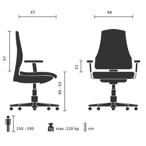 Siège De Direction Pour Bureau à Domicile Theo I Simili Gris Accoudoirs Fournis, Surface Toucher