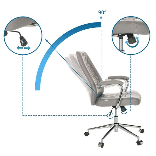 Siège De Direction Pour Bureau à Domicile Theo I Simili Gris Accoudoirs Fournis, Surface Toucher