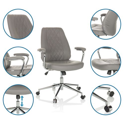 Siège De Direction Pour Bureau à Domicile Theo I Simili Gris Accoudoirs Fournis, Surface Toucher