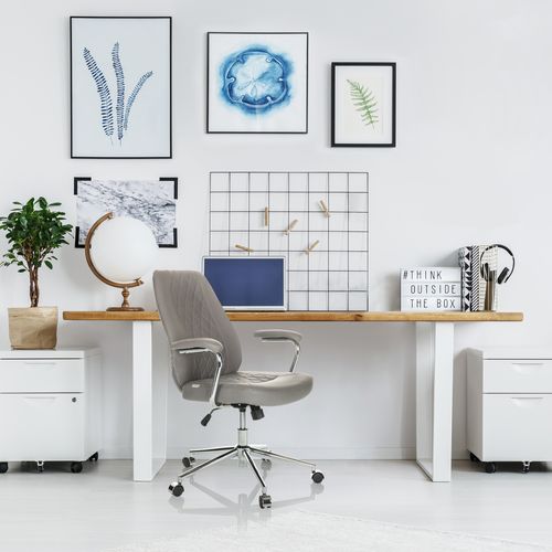 Siège De Direction Pour Bureau à Domicile Theo I Simili Gris Accoudoirs Fournis, Surface Toucher