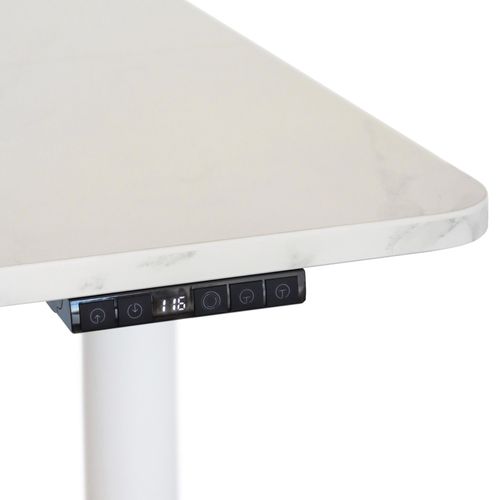 Bureau Stand Pro Panneau Mdf, Cadre En Acier Blanc/marbre
