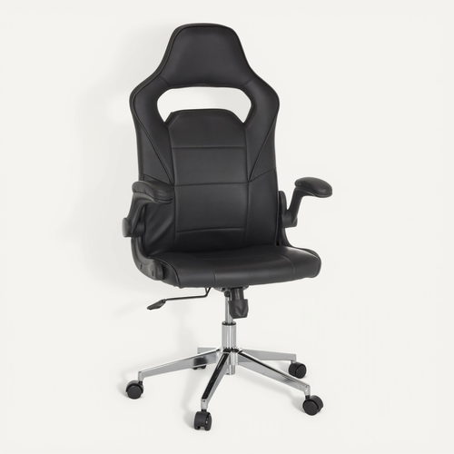 Fauteuil Gamer Game Sport Pro Simili Noir Avec Accoudoirs Rabattables