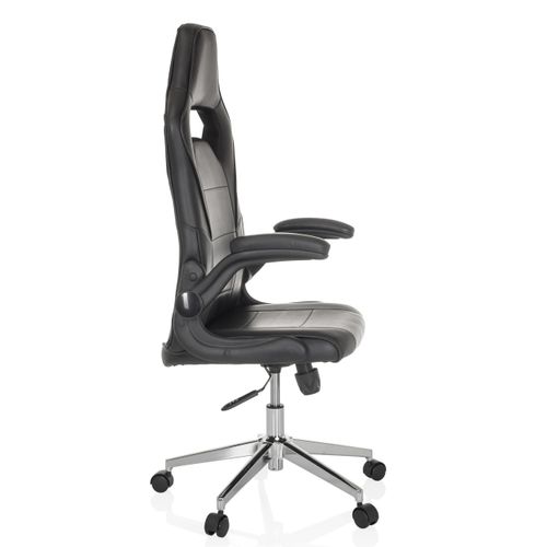 Fauteuil Gamer Game Sport Pro Simili Noir Avec Accoudoirs Rabattables