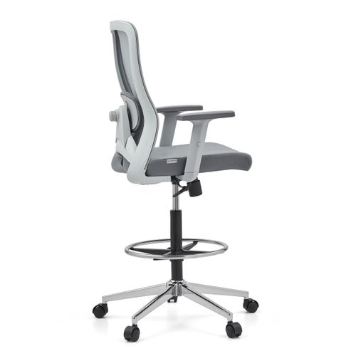 Chaise De Comptoir Top Work 44 W Tissu / Tissu Maille Gris Accoudoirs "u2" Fournis (réglables En