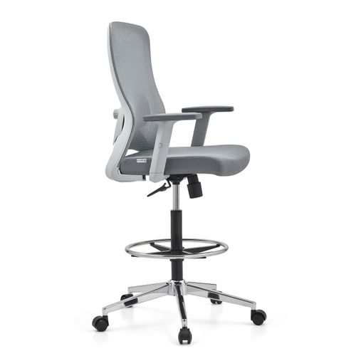 Chaise De Comptoir Top Work 44 W Tissu / Tissu Maille Gris Accoudoirs "u2" Fournis (réglables En