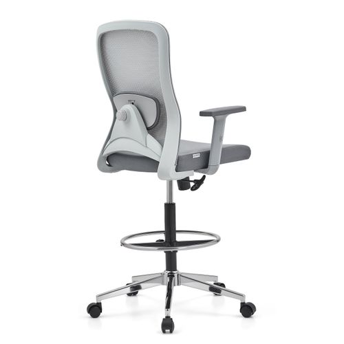 Chaise De Comptoir Top Work 44 W Tissu / Tissu Maille Gris Accoudoirs "u2" Fournis (réglables En