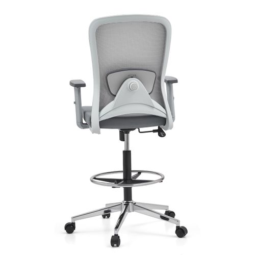 Chaise De Comptoir Top Work 44 W Tissu / Tissu Maille Gris Accoudoirs "u2" Fournis (réglables En