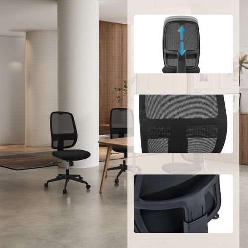 Fauteuil De Bureau Minoro B Tissu / Tissu Maille Noir Sans Accoudoirs