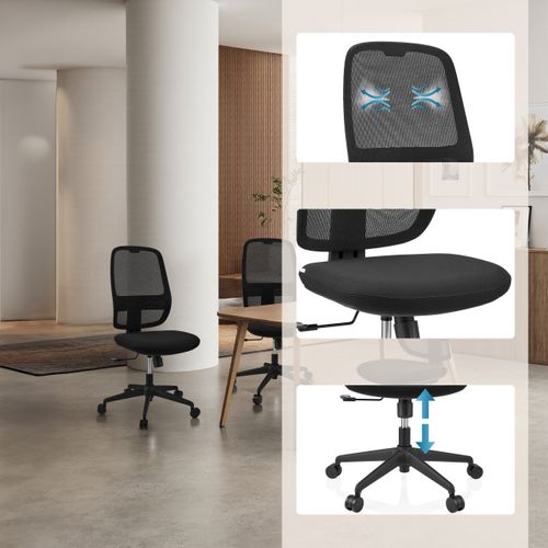 Fauteuil De Bureau Minoro B Tissu / Tissu Maille Noir Sans Accoudoirs