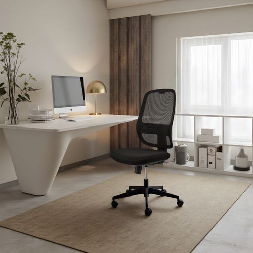 Fauteuil De Bureau Minoro B Tissu / Tissu Maille Noir Sans Accoudoirs
