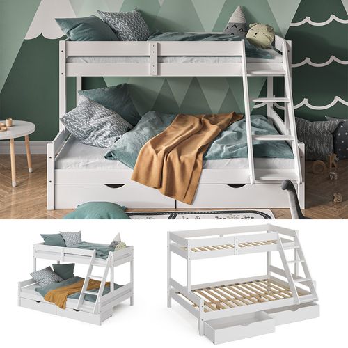 Lit Mezzanine Superposé Everest Naturel 140x200 Cm Avec Matelas VitaliSpa