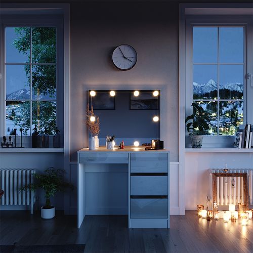 Coiffeuse Sherry 39577 Blanc 90cm Avec Éclairage LED