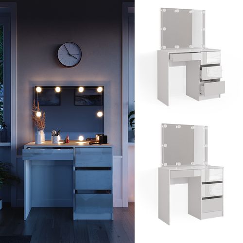 Coiffeuse Sherry 39577 Blanc 90cm Avec Éclairage LED