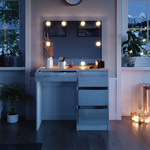 Coiffeuse Sherry 39577 Blanc 90cm Avec Éclairage LED