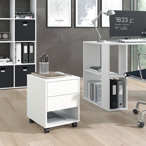 Caisson Roulant Jons 40475 Blanc 37x37cm Avec 2 Tiroirs