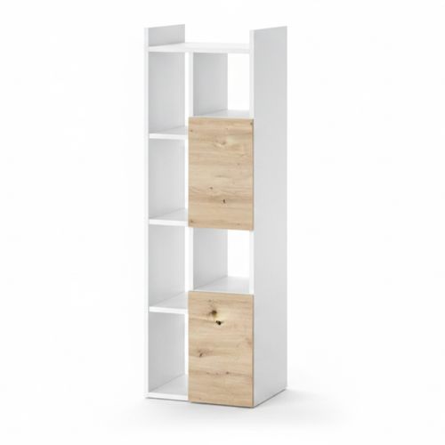 Colonne De Salle De Bain Alf, Blanc, 36x117cm Avec 2 Tiroirs