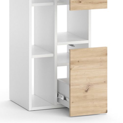 Colonne De Salle De Bain Alf, Blanc, 36x117cm Avec 2 Tiroirs