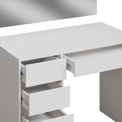 Coiffeuse Thalia 41497 Blanc 100cm Avec 5 Tiroirs